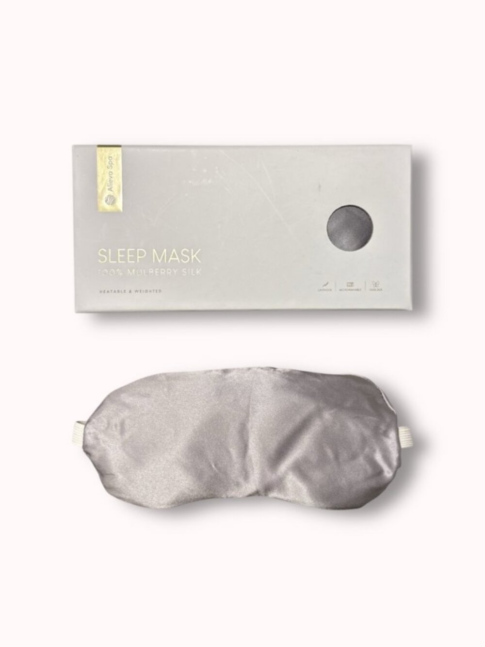 NEW w/box Alieva Spa 100% mulberry silk heatable weighted eye mask